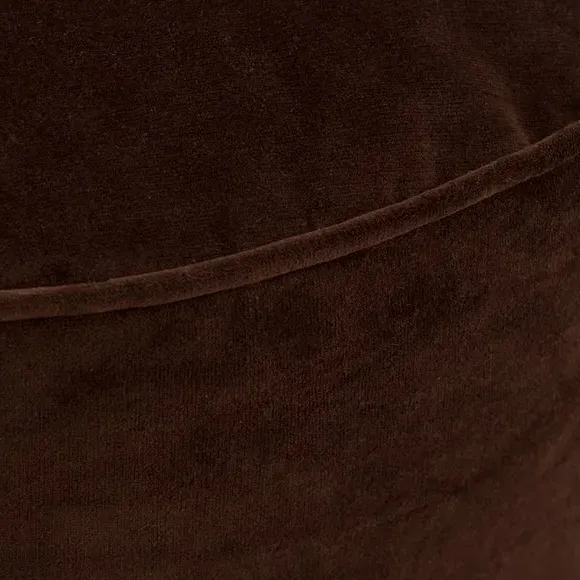 Velvet Pouffe with Piped Edges - Chocolate, Velvet