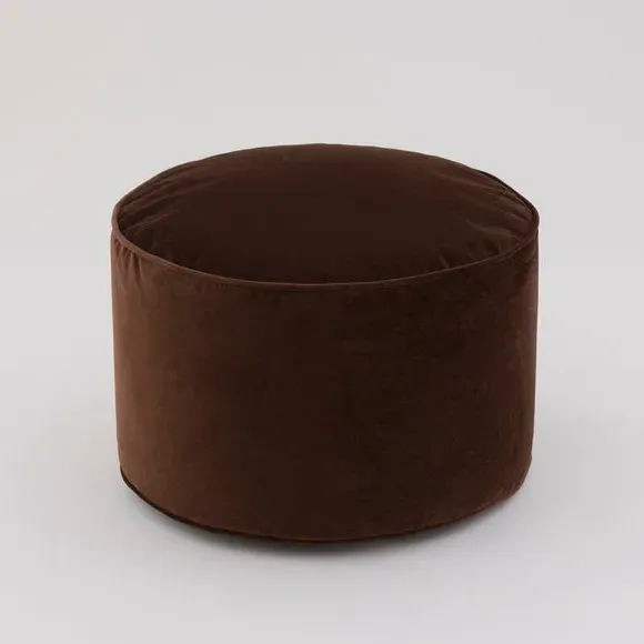 Velvet Pouffe with Piped Edges - Chocolate, Velvet