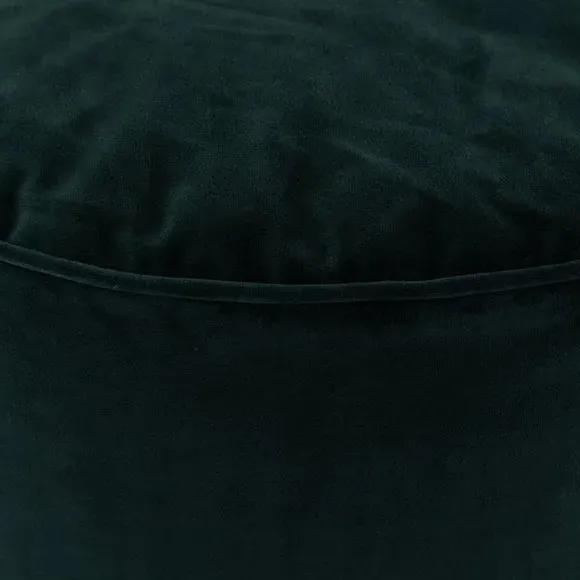 Velvet Pouffe with Piped Edges - Green, Velvet