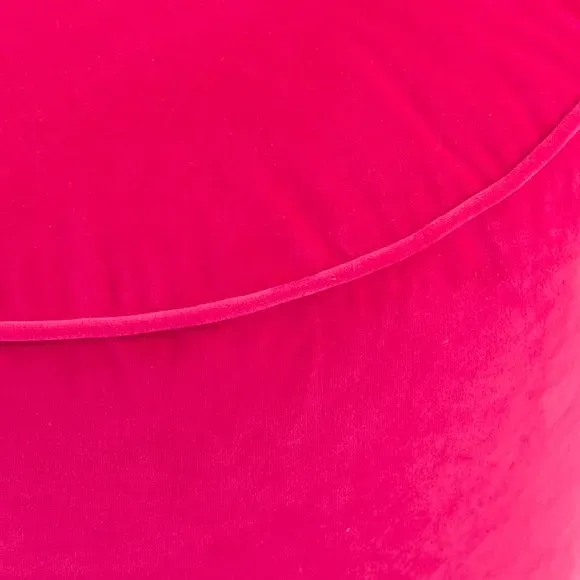 Velvet Pouffe with Piped Edges - Magenta, Velvet