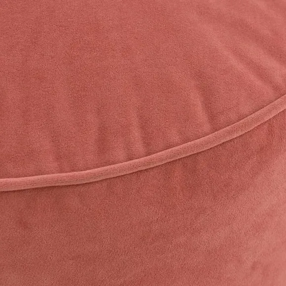 Velvet Pouffe with Piped Edges - Rose, Velvet