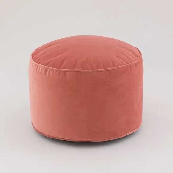 Velvet Pouffe with Piped Edges - Rose, Velvet