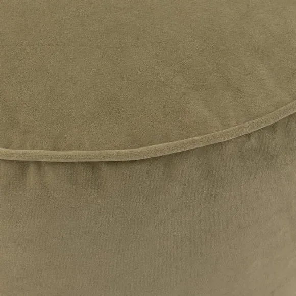Velvet Pouffe with Piped Edges - Soft Olive, Velvet