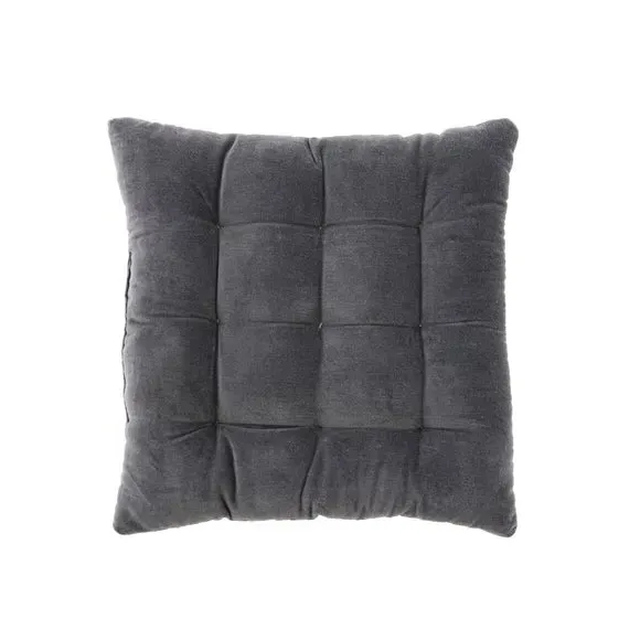 Velvet Seat Pad with Nine Stitching - Grey, Cotton