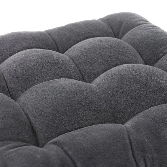 Velvet Seat Pad with Nine Stitching - Grey, Cotton