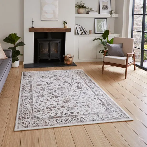 Vintage Area Rug with Metallic Effect - Brown