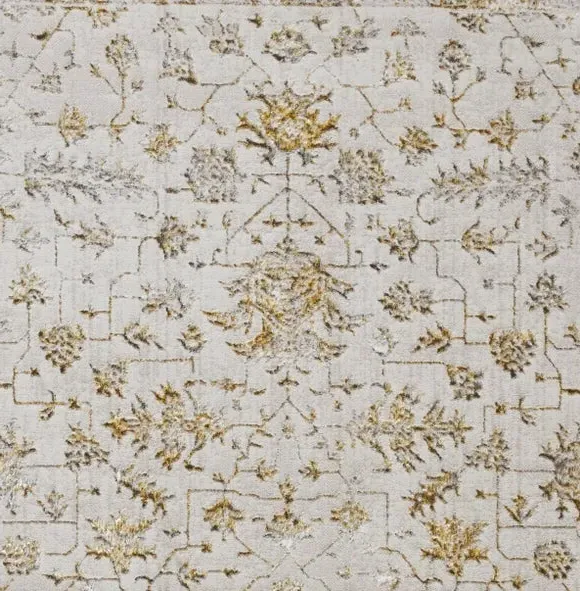 Vintage Area Rug with Metallic Effect - Gold