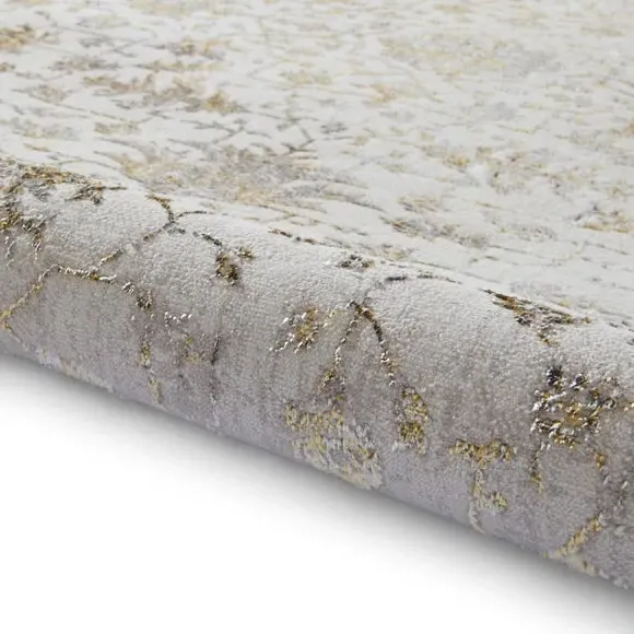 Vintage Area Rug with Metallic Effect - Gold
