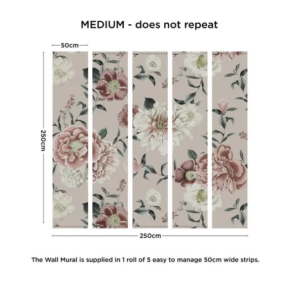 Vintage Floral Wall Mural - Natural