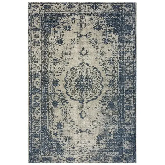 Vintage Rug with Distressed Design - Blue, Chenille