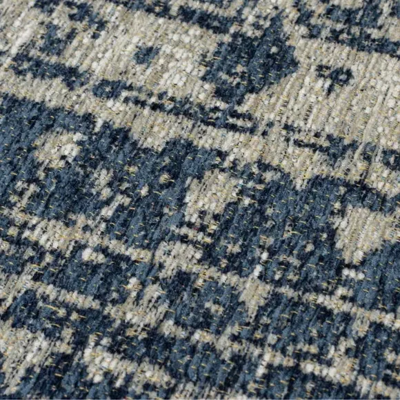 Vintage Rug with Distressed Design - Blue, Chenille