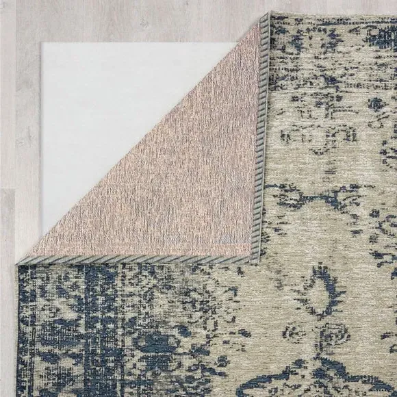 Vintage Rug with Distressed Design - Blue, Chenille