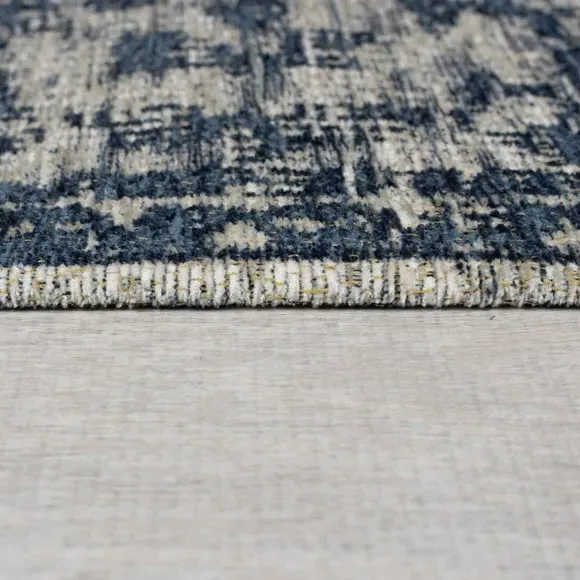 Vintage Rug with Distressed Design - Blue, Chenille