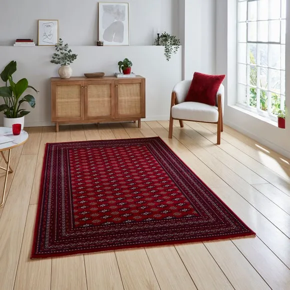 Vintage Rug with Printed Design - Red, Polyester