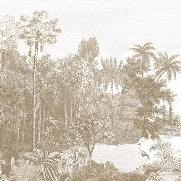 Vintage Tropical Wall Mural - Natural, Non-Woven