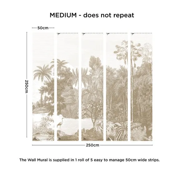 Vintage Tropical Wall Mural - Natural, Non-Woven