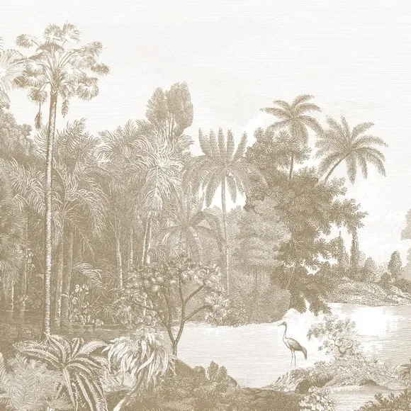 Vintage Tropical Wall Mural - Natural, Non-Woven