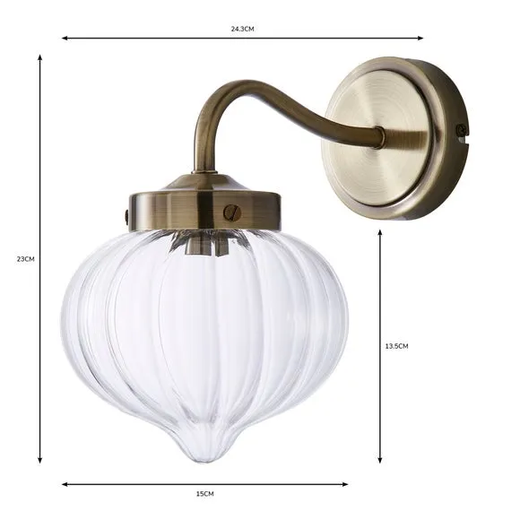 Voyager Wall Light with Glass Shade - Brass
