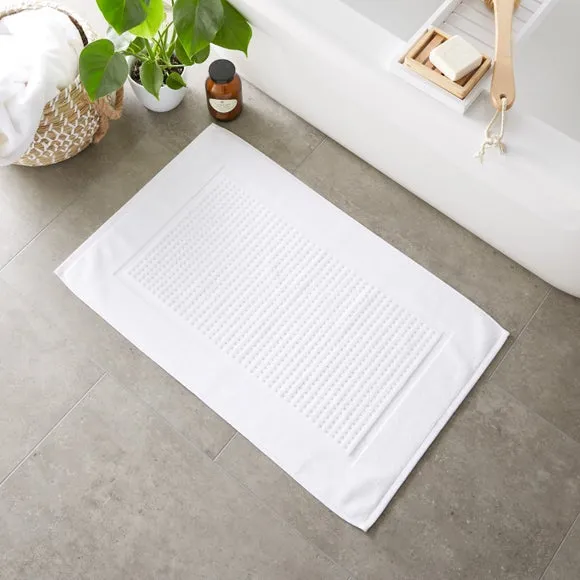 Waffle Bath Mat - White, Cotton