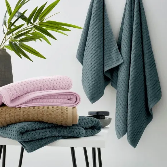 Waffle Cotton Towel - Blush
