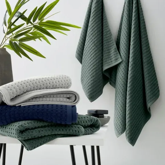 Waffle Cotton Towel - Forest