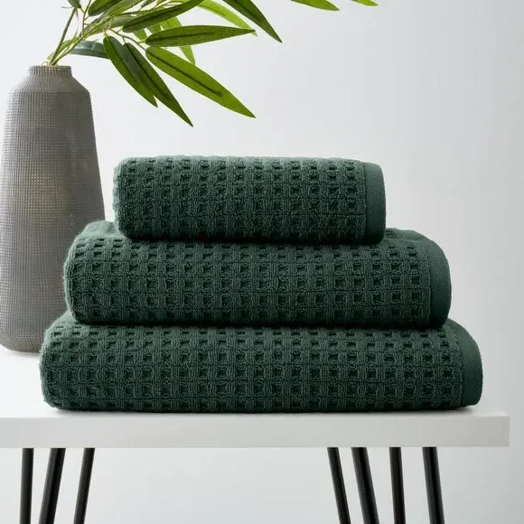 Waffle Cotton Towel - Forest
