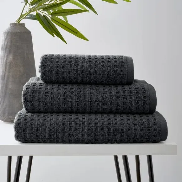 Waffle Cotton Towel - Graphite