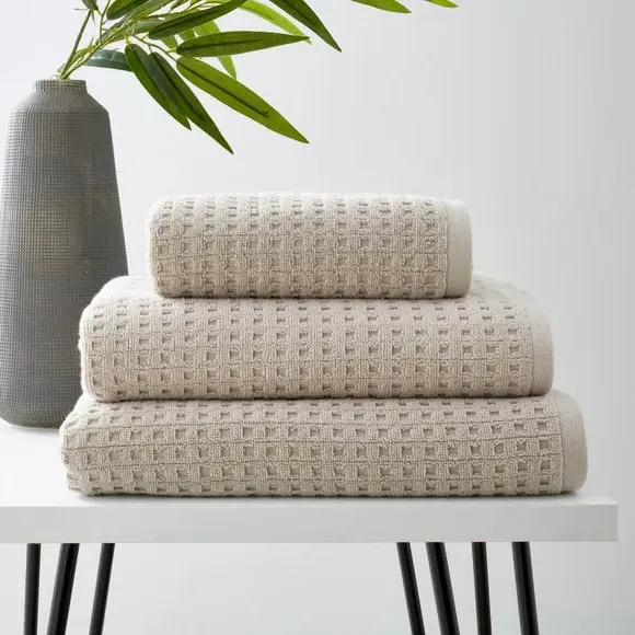 Waffle Cotton Towel - Mushroom