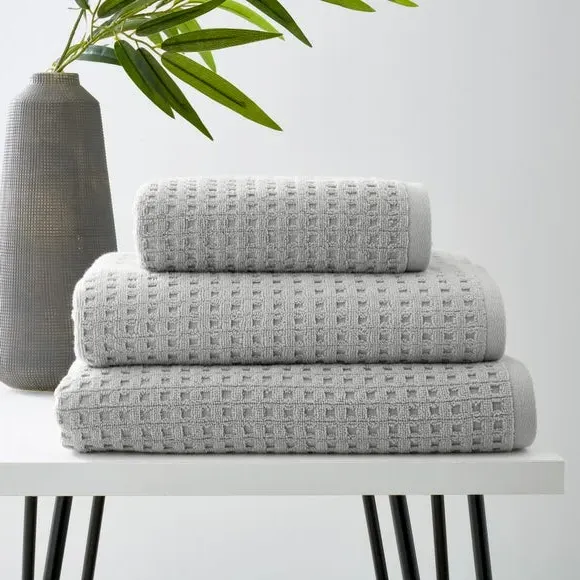 Waffle Cotton Towel - Silver