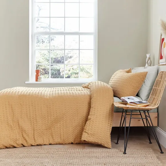 Waffle Duvet Cover Set - Honey, Cotton