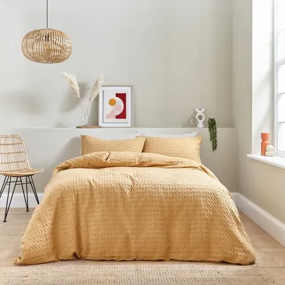 Waffle Duvet Cover Set - Honey, Cotton image