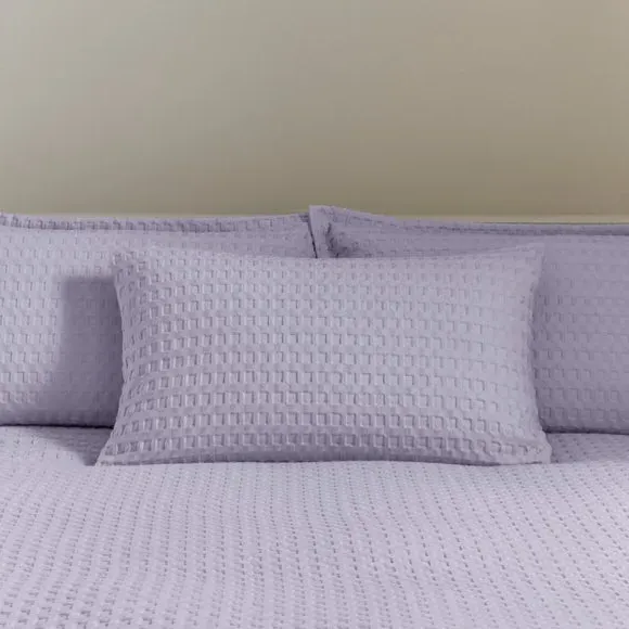 Waffle Duvet Cover Set - Lilac, Cotton
