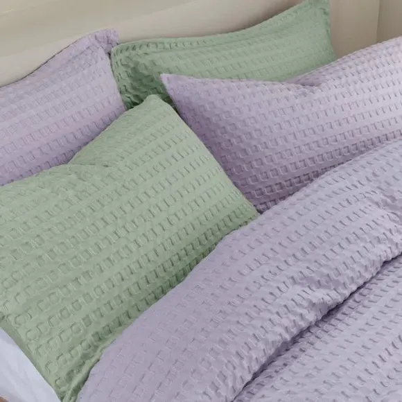 Waffle Duvet Cover Set - Lilac, Cotton