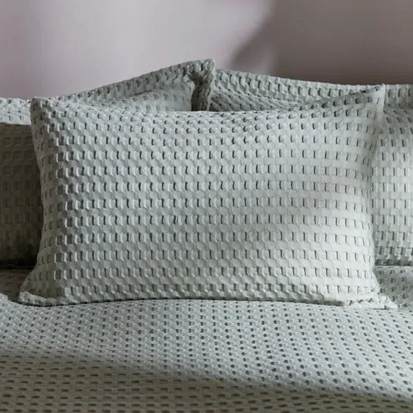 Waffle Duvet Cover Set - Sage, Cotton