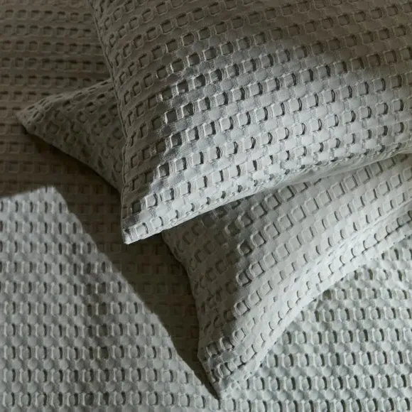 Waffle Duvet Cover Set - Sage, Cotton