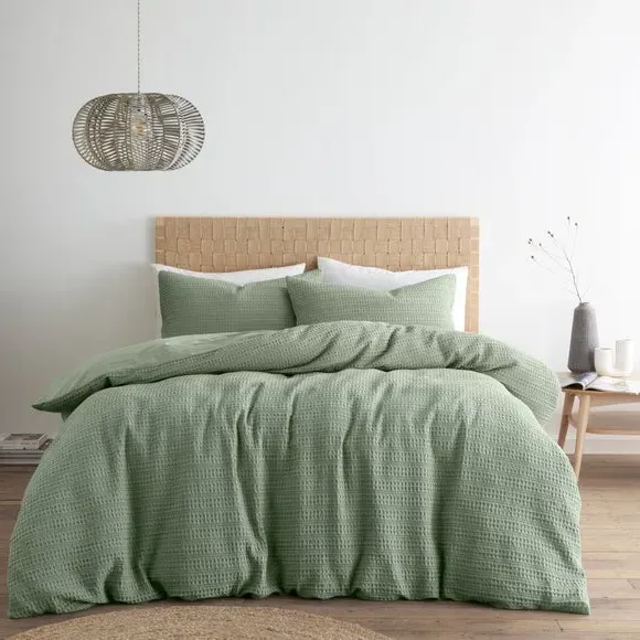 Waffle Duvet Cover Set - Sage, Cotton image