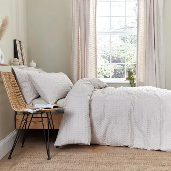 Waffle Duvet Cover Set - Sandstone, Cotton