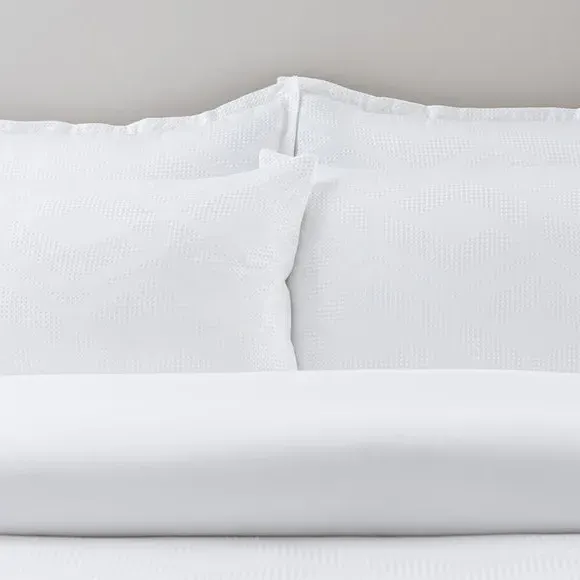 Waffle Duvet Cover Set - White, Polyester