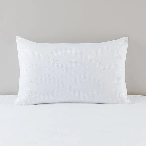 Waffle Duvet Cover Set - White, Polyester