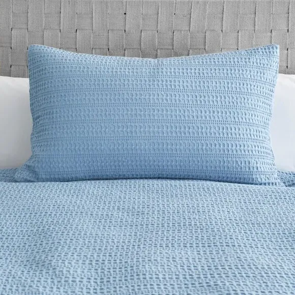 Waffle Duvet Cover Set with Pillowcase - Blue