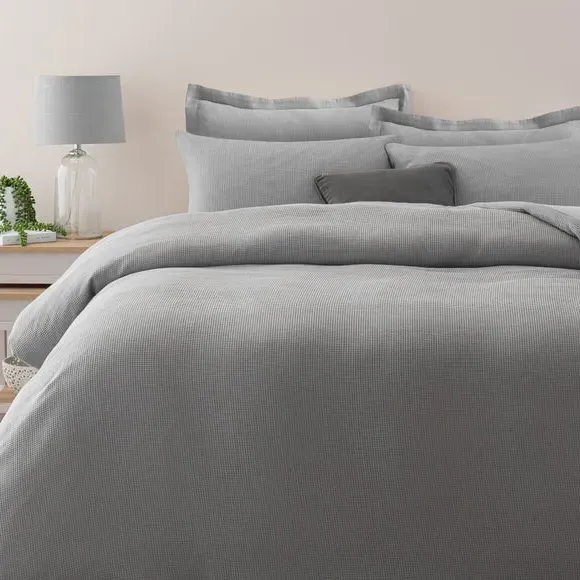 Waffle Duvet Cover Set with Pillowcase - Charcoal