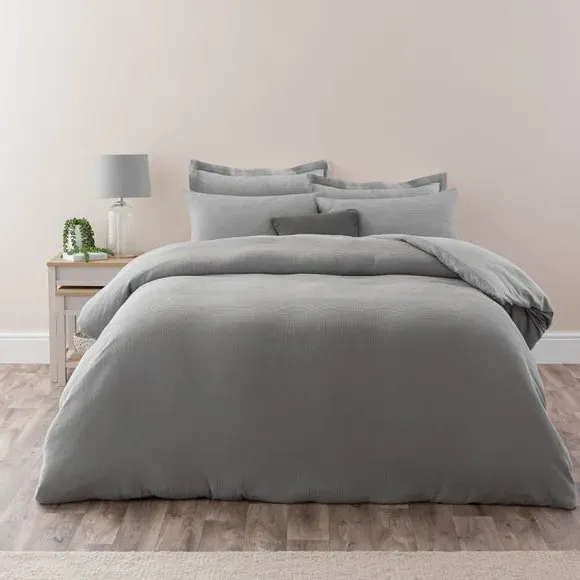 Waffle Duvet Cover Set with Pillowcase - Charcoal