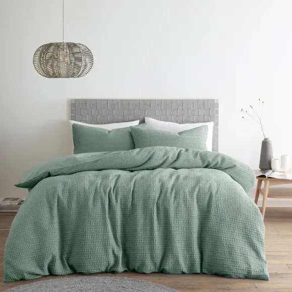 Waffle Duvet Cover Set with Pillowcase - Lilypad