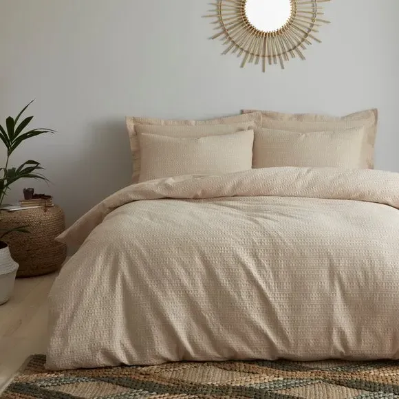 Waffle Duvet Cover Set with Pillowcase - Natural