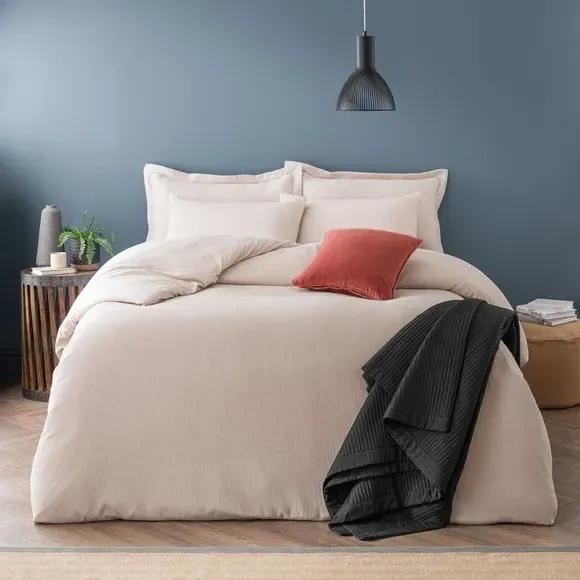 Waffle Duvet Cover Set with Pillowcase - Natural