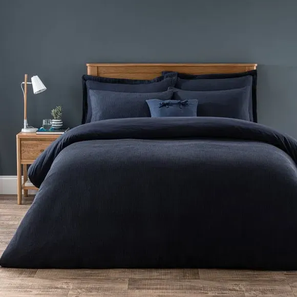 Waffle Duvet Cover Set with Pillowcase - Navy