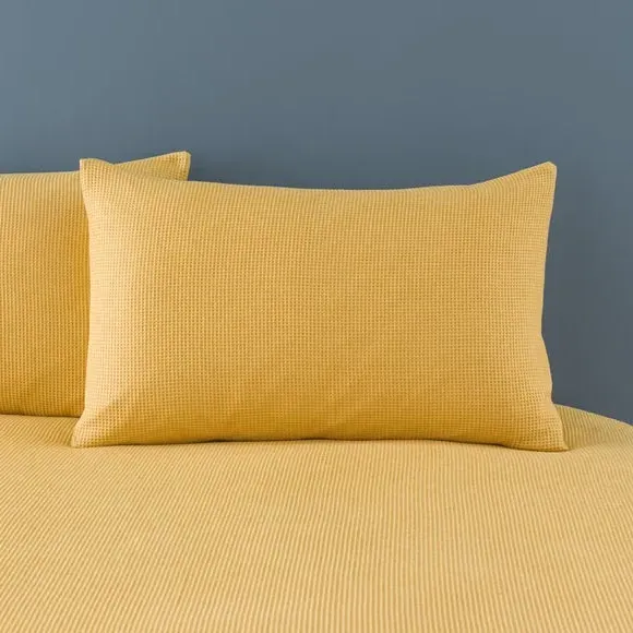 Waffle Duvet Cover Set with Pillowcase - Ochre