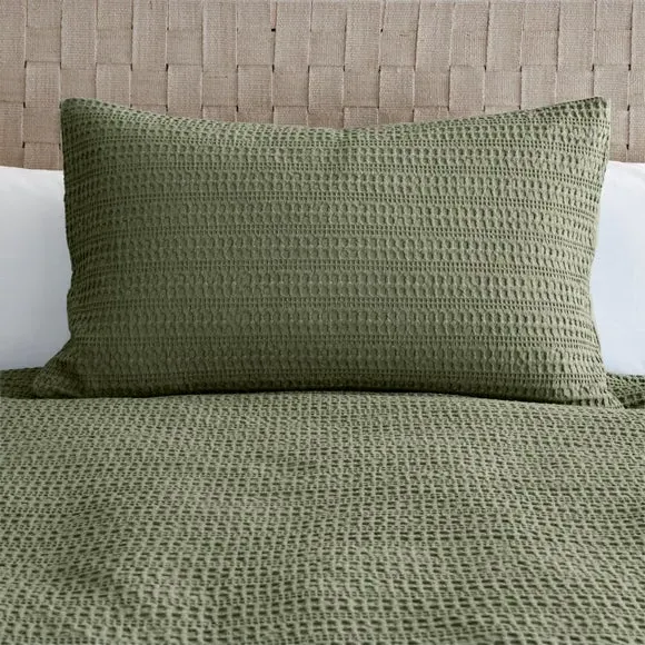 Waffle Duvet Cover Set with Pillowcase - Olive