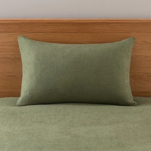 Waffle Duvet Cover Set with Pillowcase - Olive