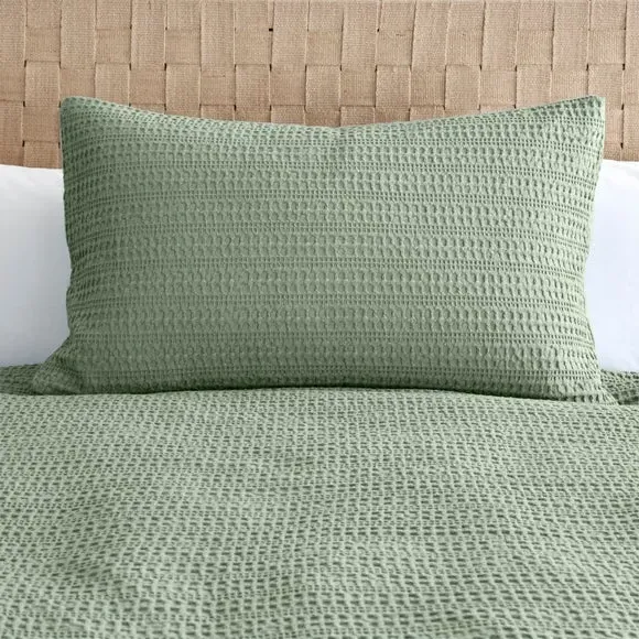 Waffle Duvet Cover Set with Pillowcase - Sage